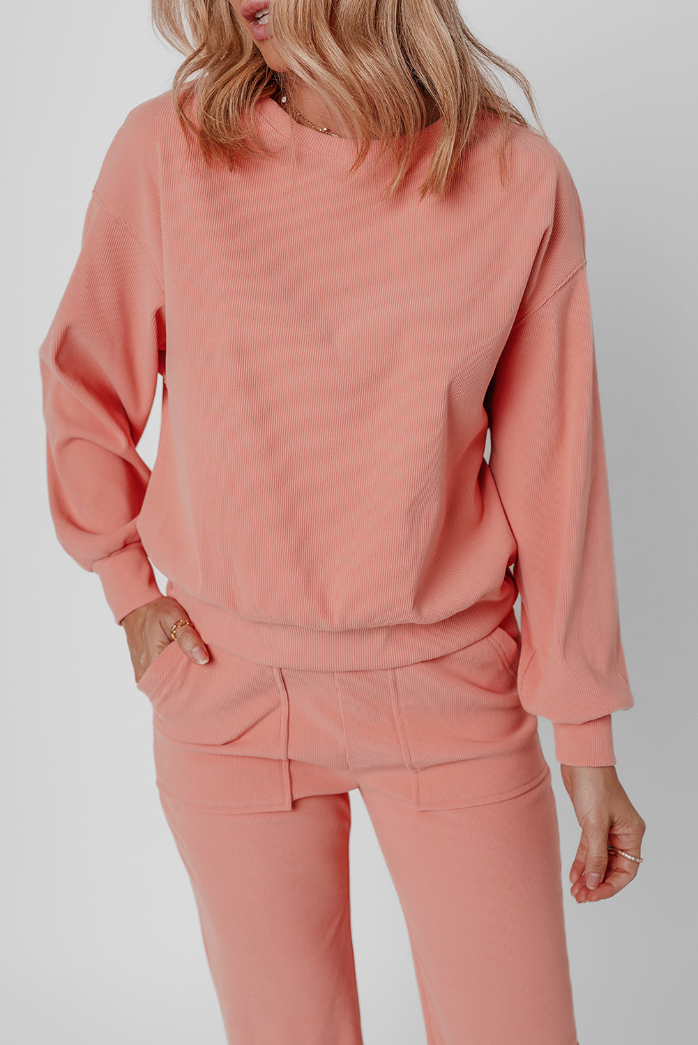 Blossom Ribbed Knit Two-Piece Lounge Set