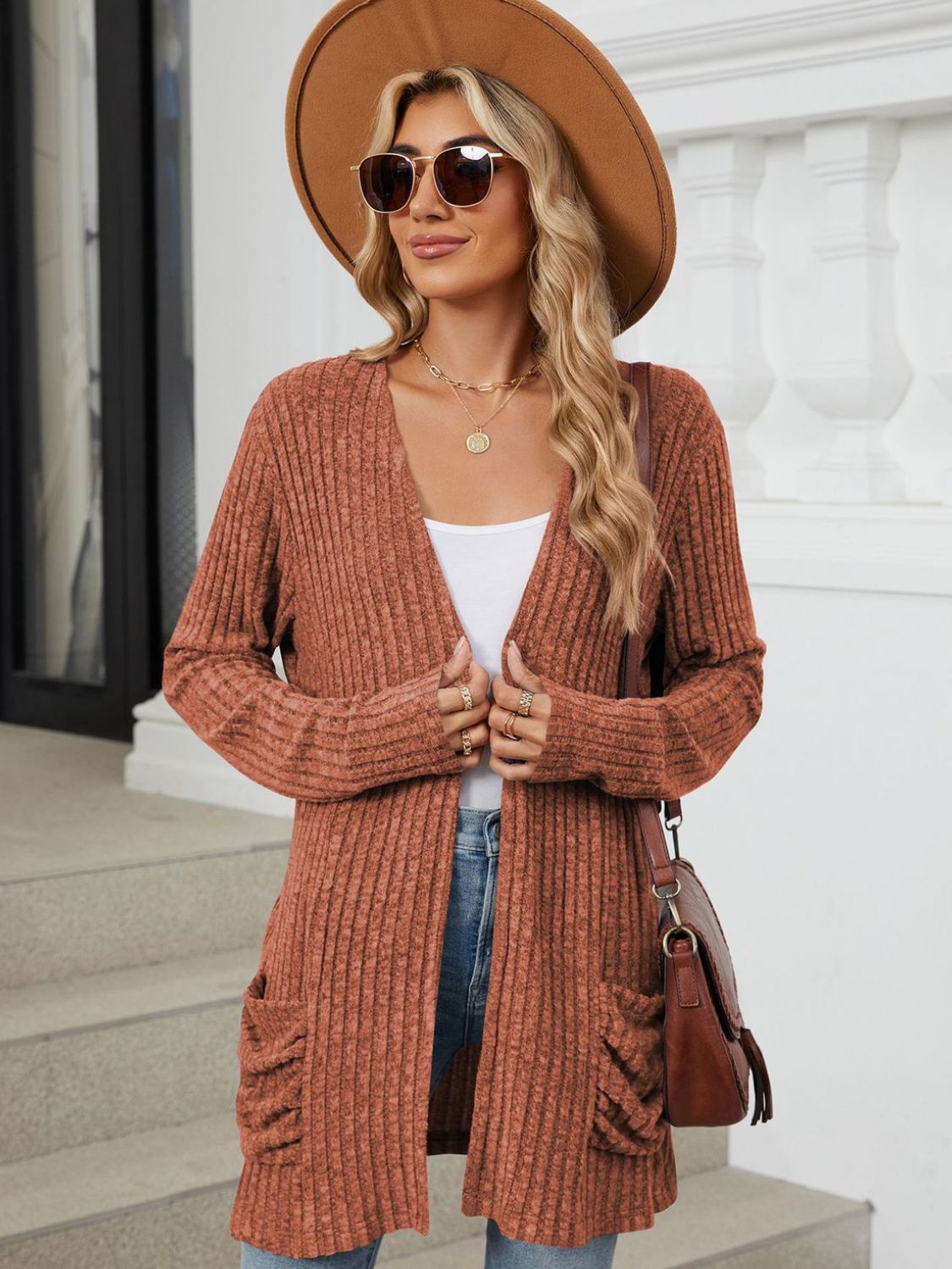 Open Front Long Sleeve Cardigan