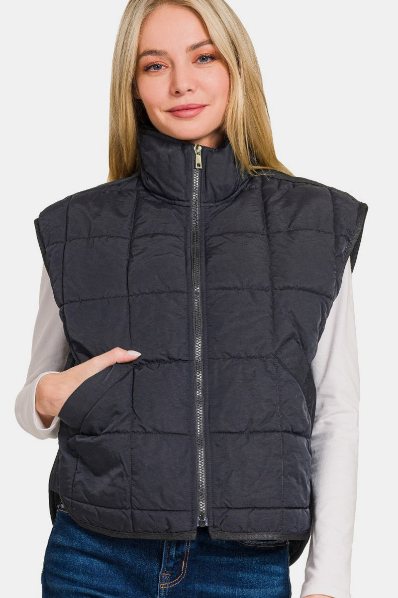 Zip-Up Cropped Puffer Vest