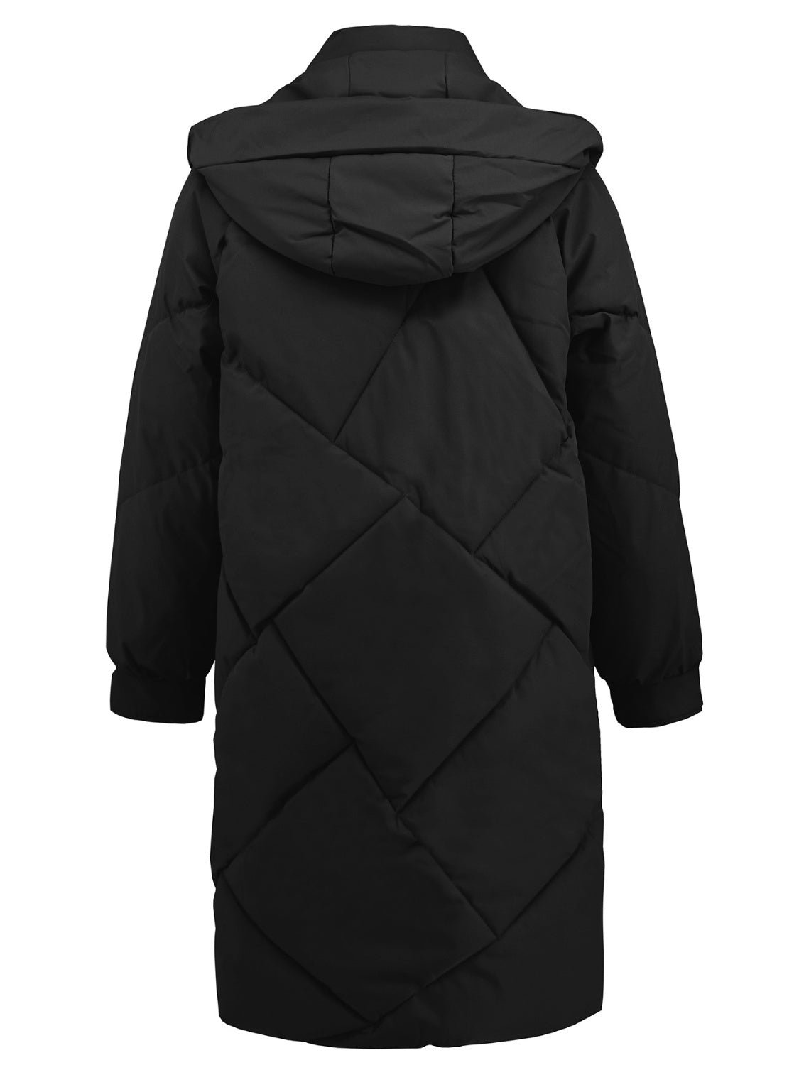 Longline Hooded Winter Coat with Pockets