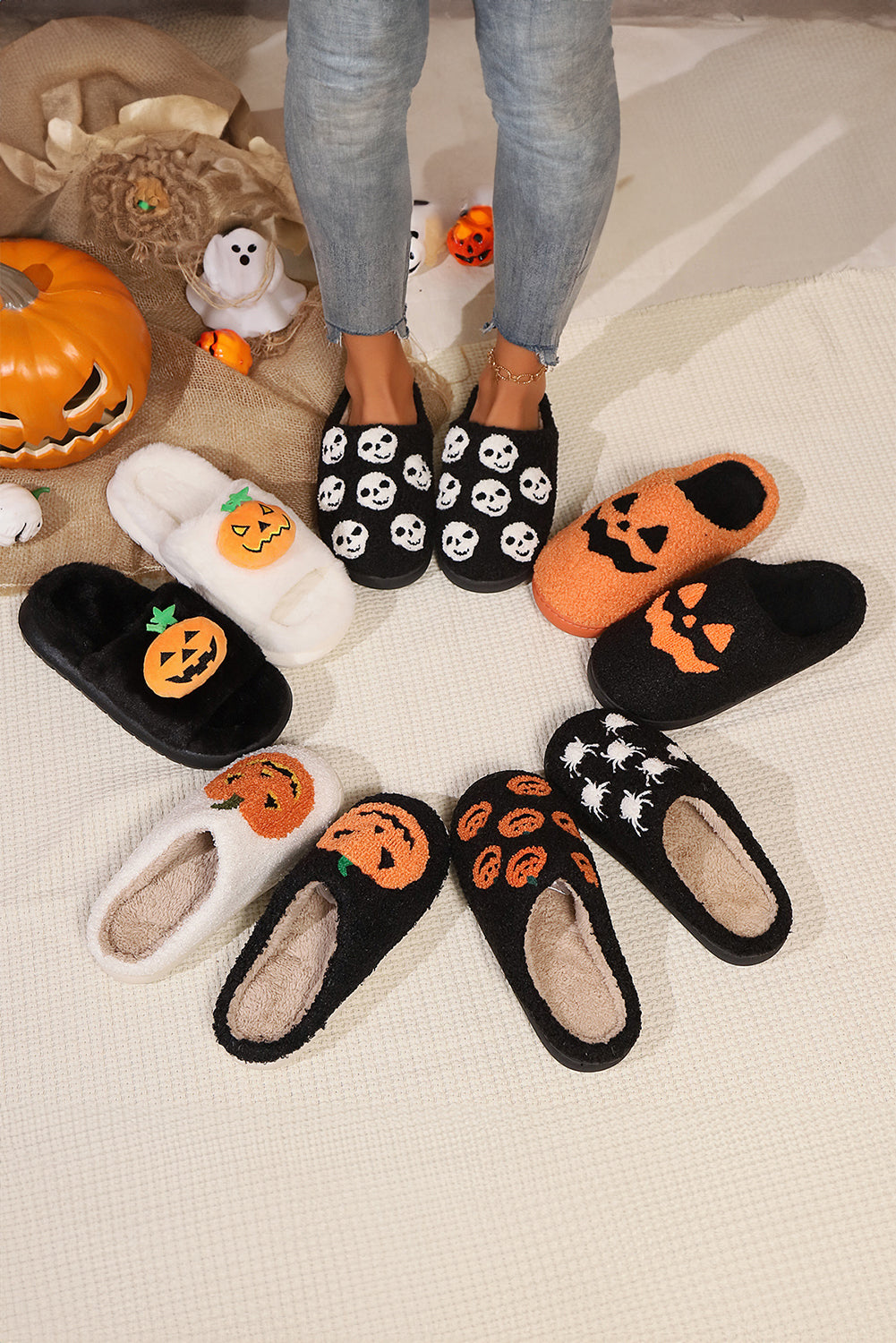 Halloween Pumpkin Plush Slippers