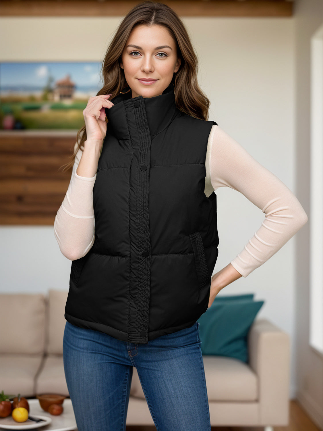 Pocketed Zip Up Vest