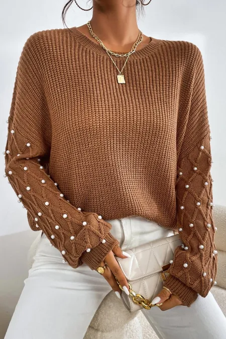 Pearl Sleeve-Detail Sweater