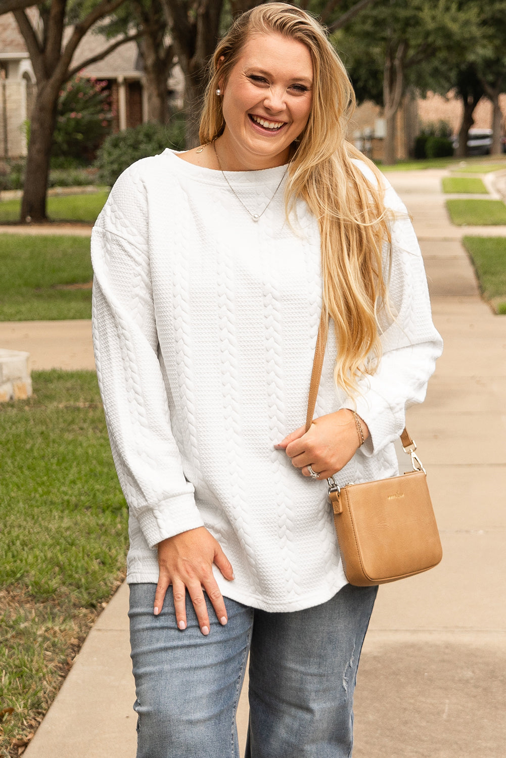 Plus Size Cable Loose Sweatshirt