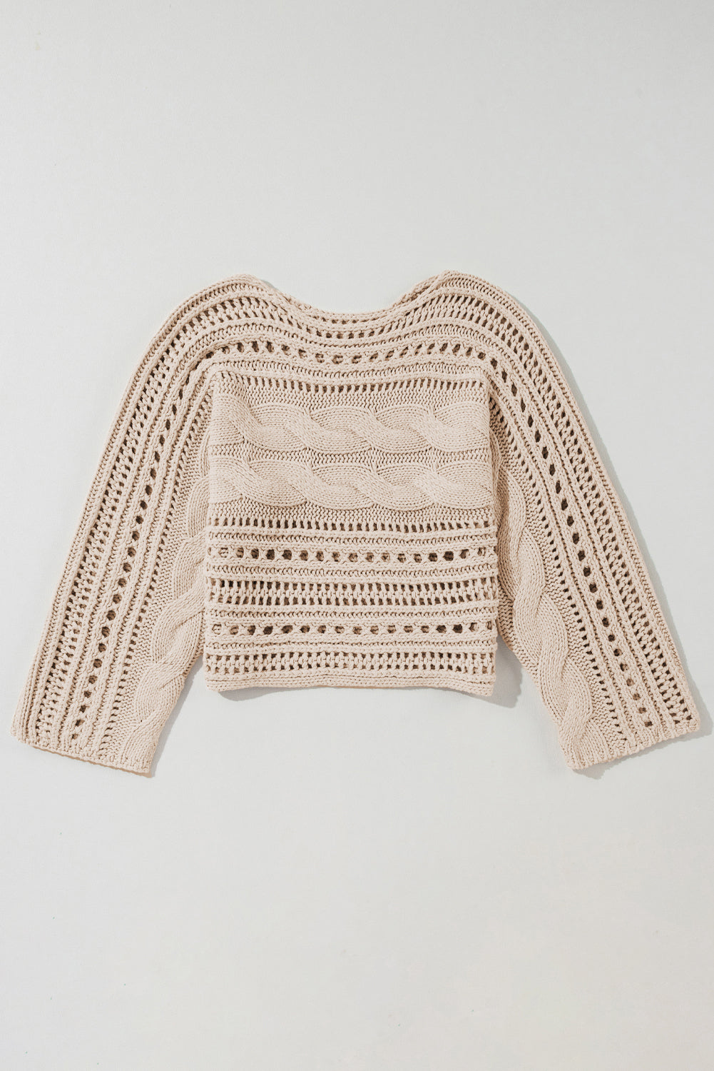 Hollow-Out Cable Knit Cropped Sweater