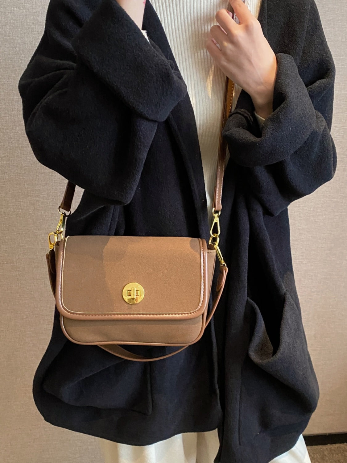 Leather Suede Shoulder Bag