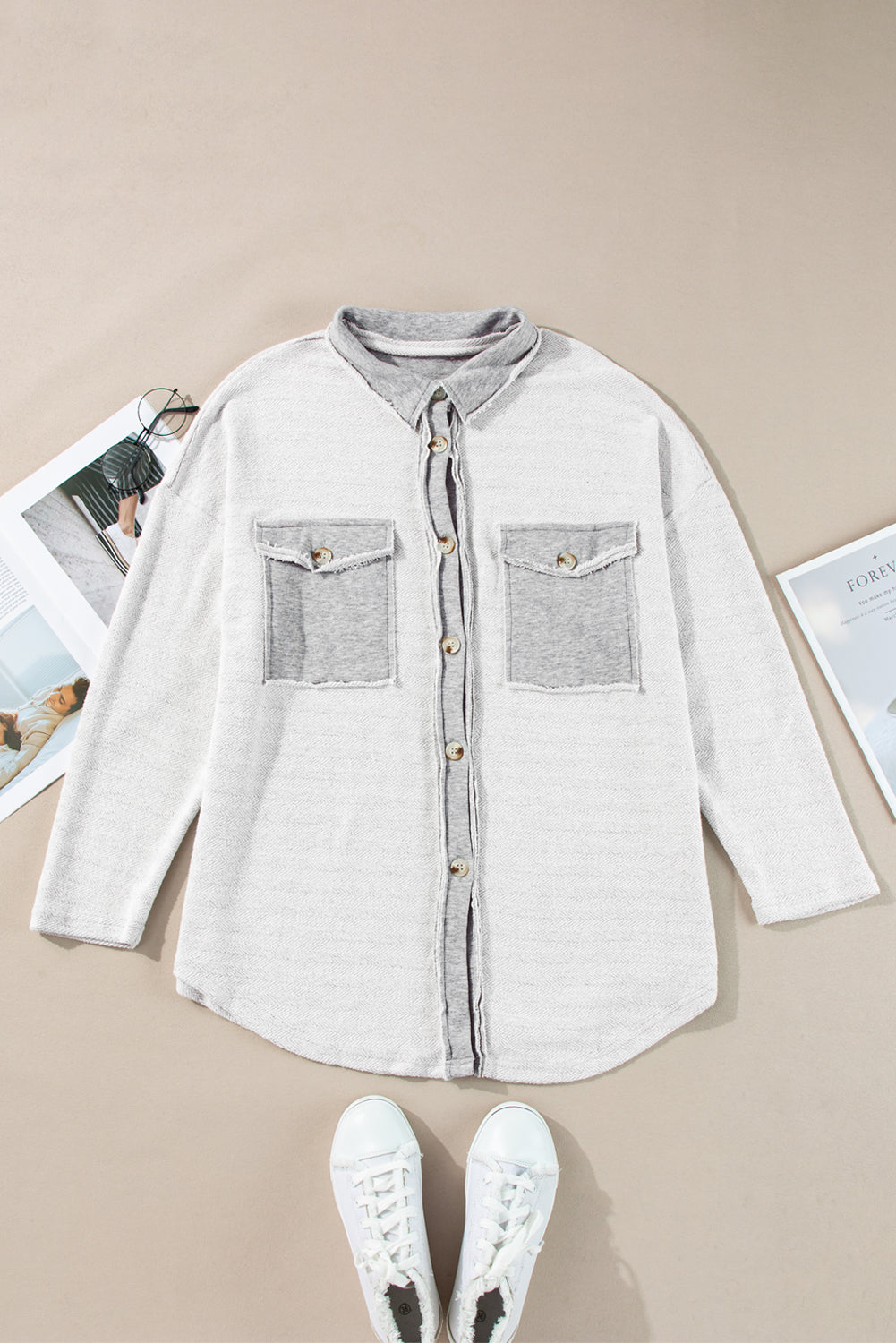 Gray Contrast Relaxed Shacket