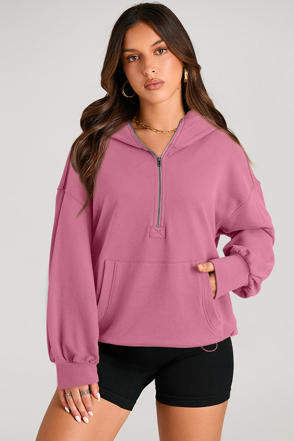 Kangaroo Half-Zip Oversized Hoodie