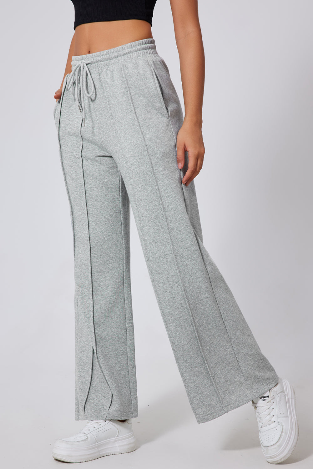 Seamed High Waist Wide Sweatpants