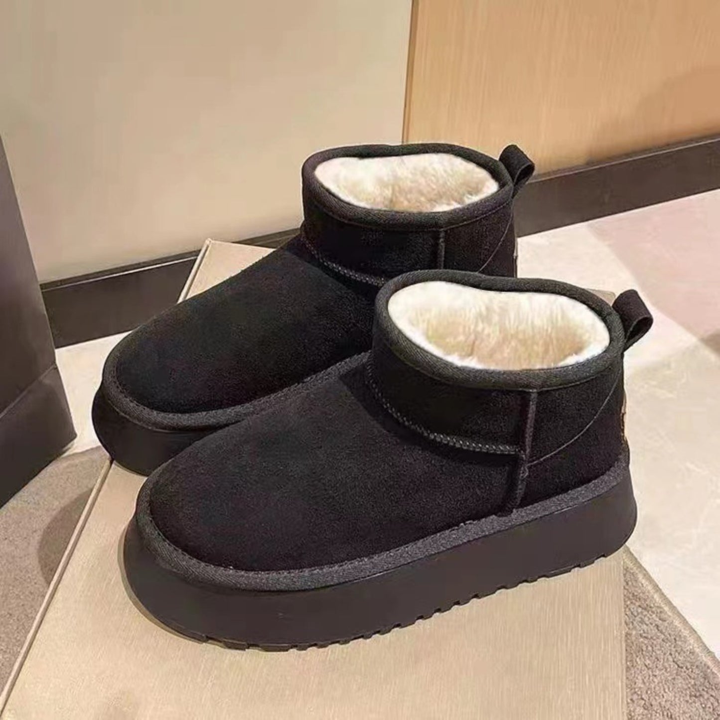 Fleece Platform Mini Boots