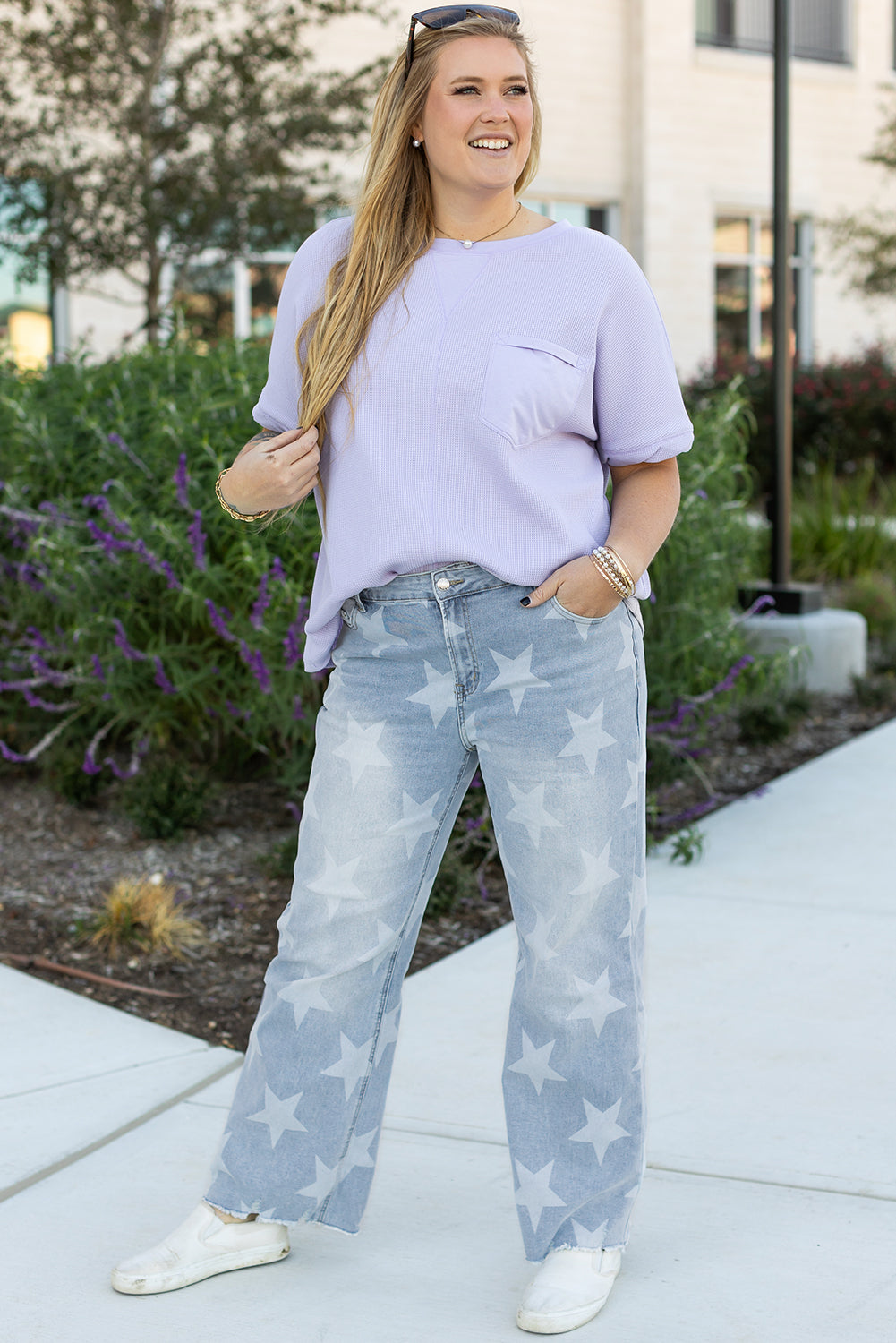 Plus Size High Waist Star Jeans