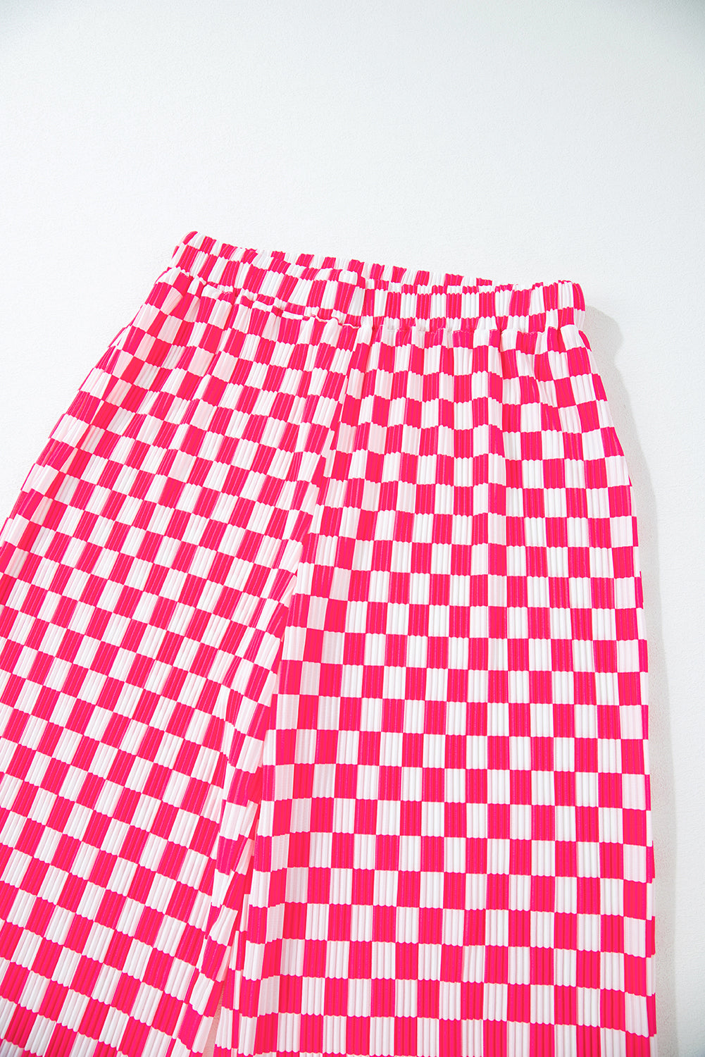 Pink Checkered Shirt & High Waist Pants Pajama Set