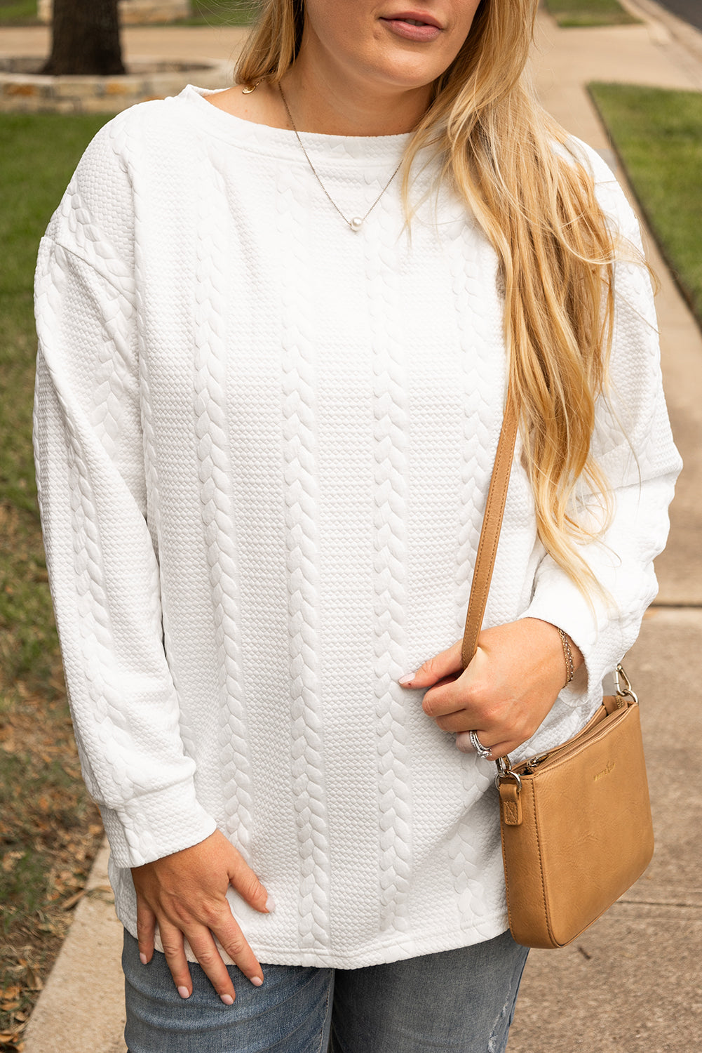 Plus Size Cable Loose Sweatshirt