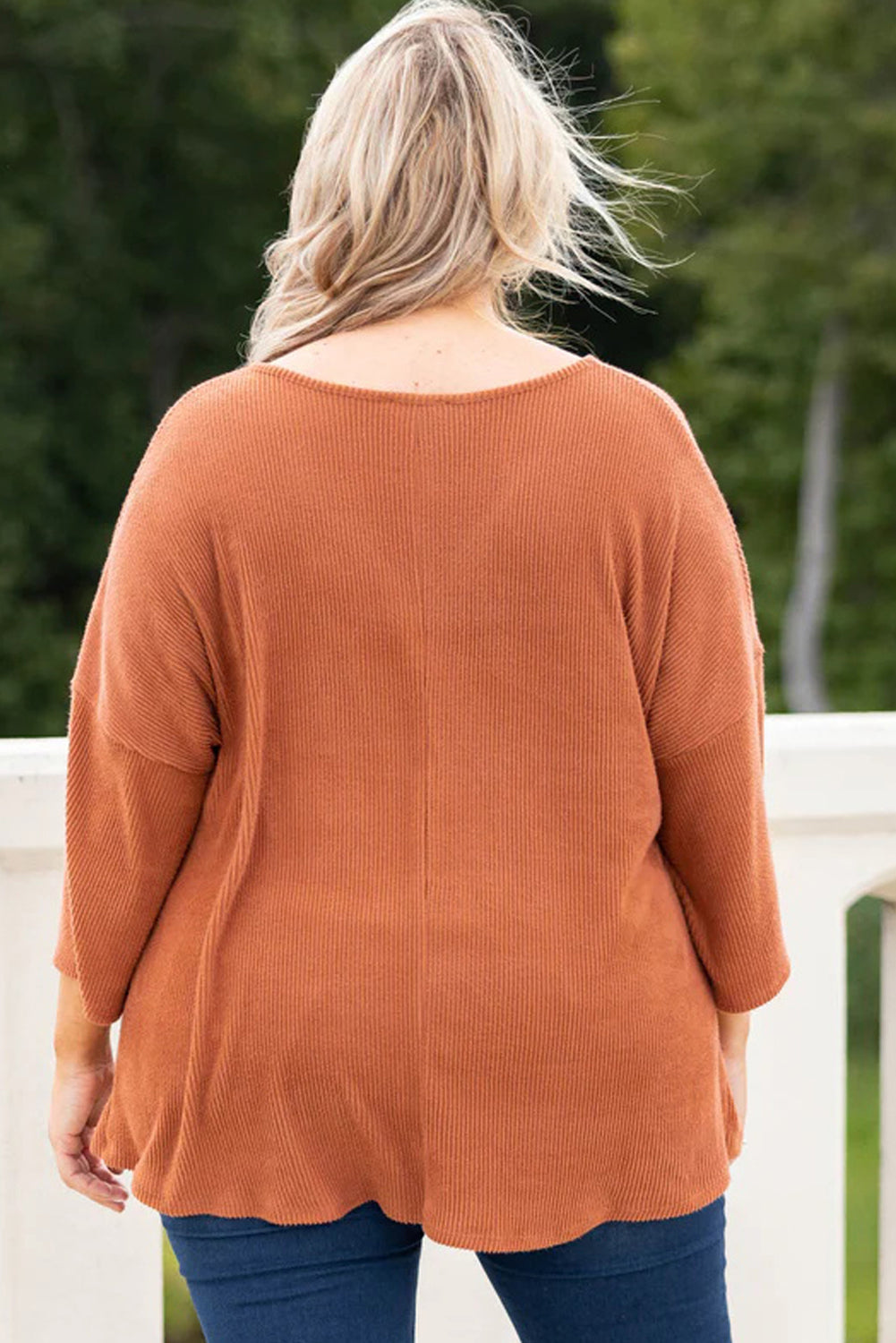 Plus Size Twist Hem Ribbed Top