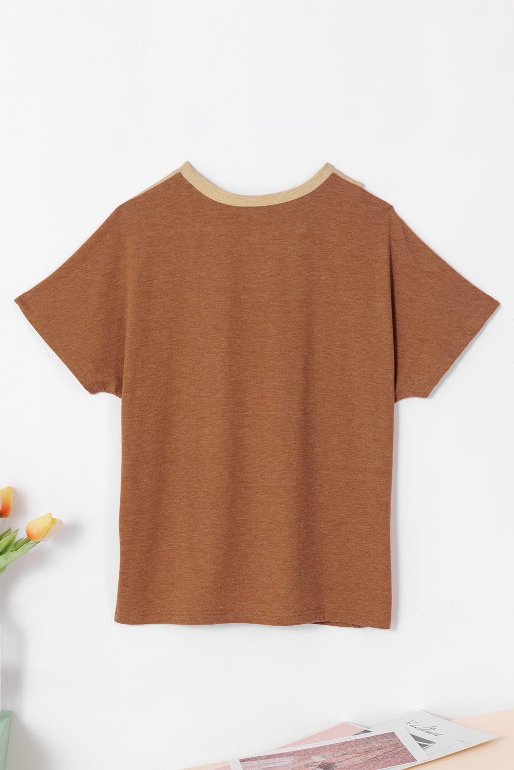 Asymmetric Cut Out Colorblock T-Shirt