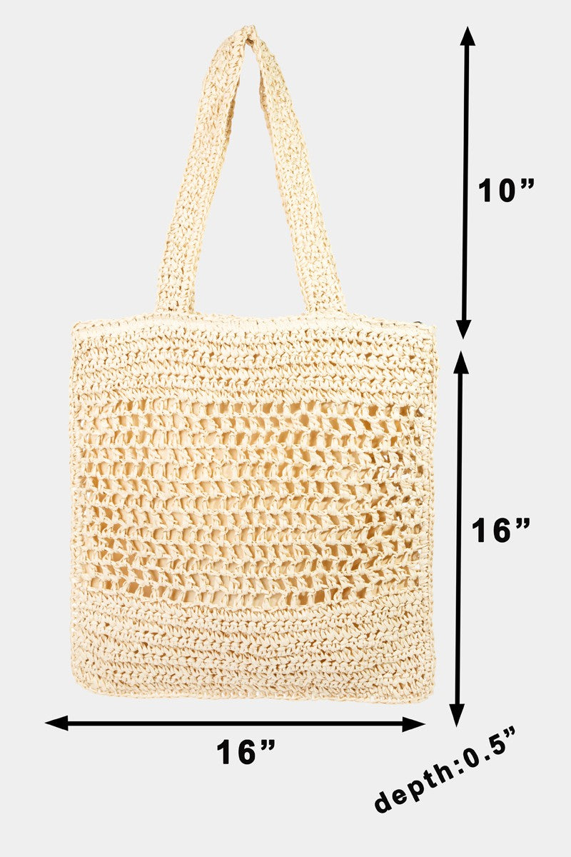 Straw Crochet Tote Bag