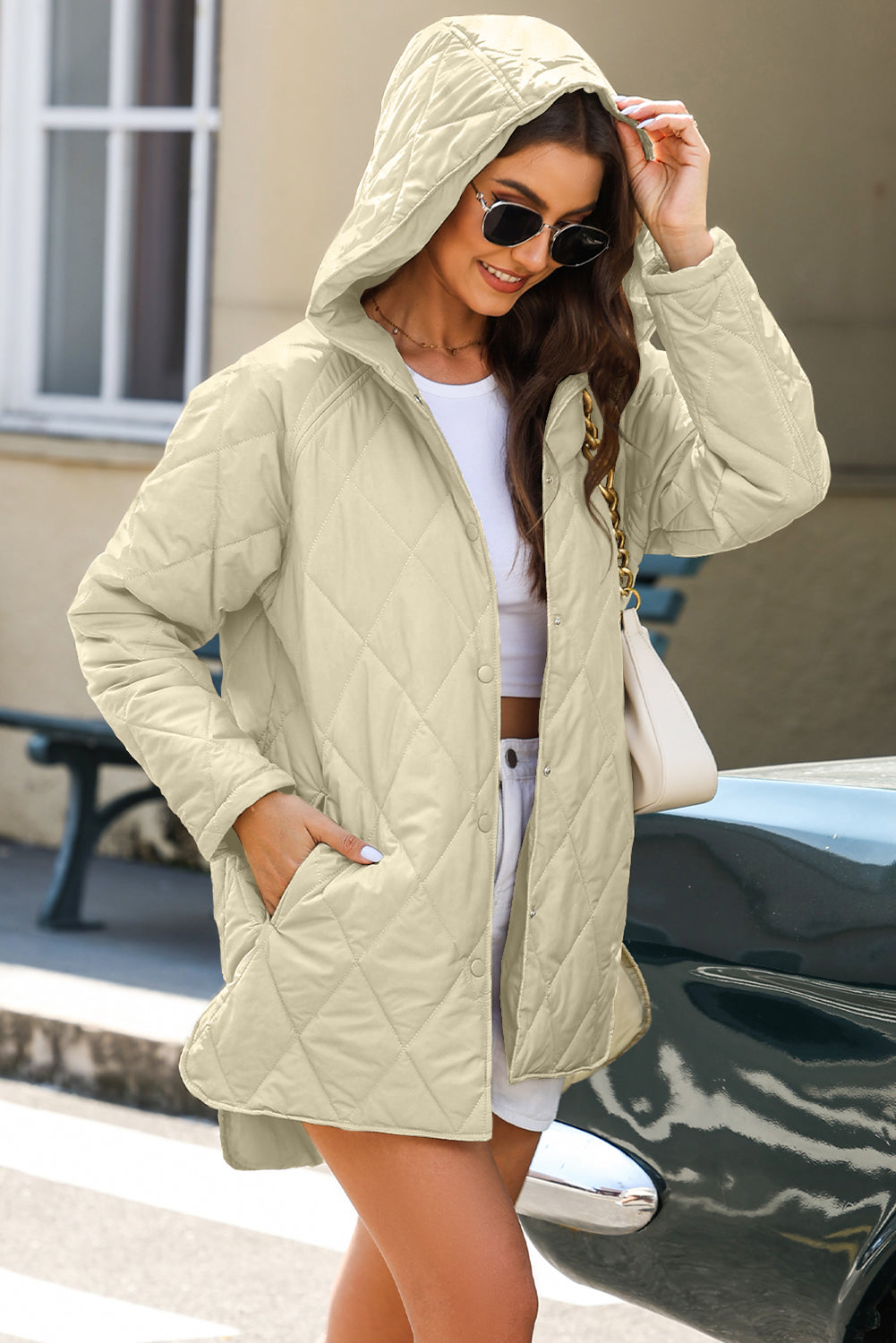 Snap-Down Quilted Winter Coat