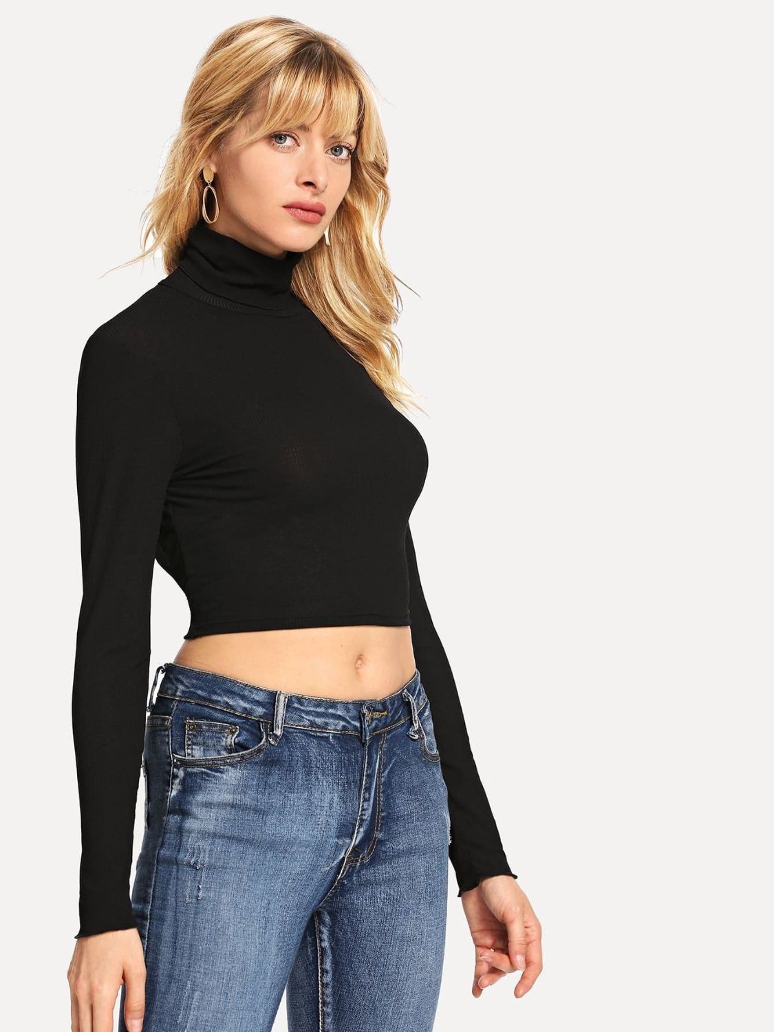 Backless Cropped Turtleneck