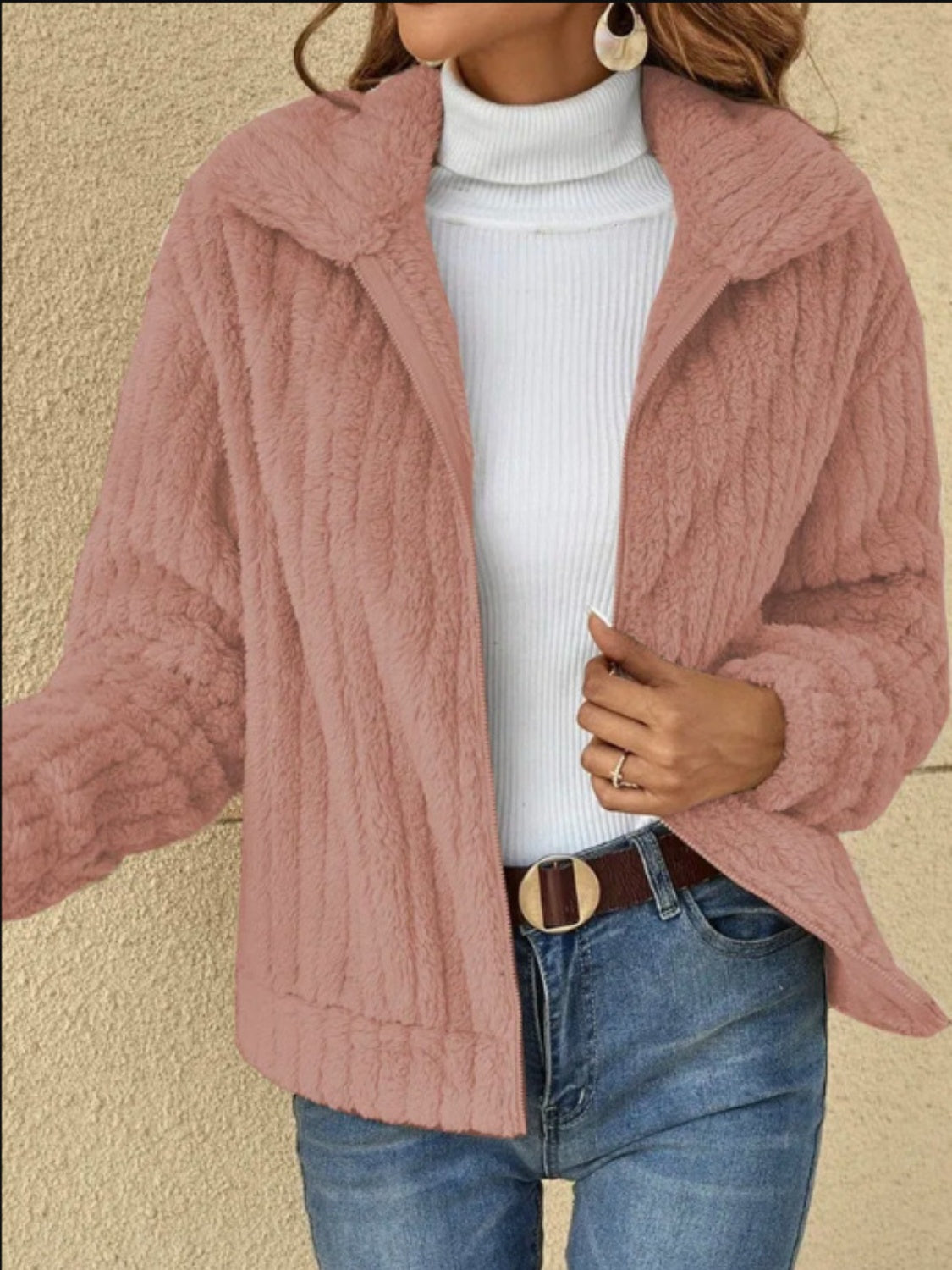 Plush Zip-Up Coat