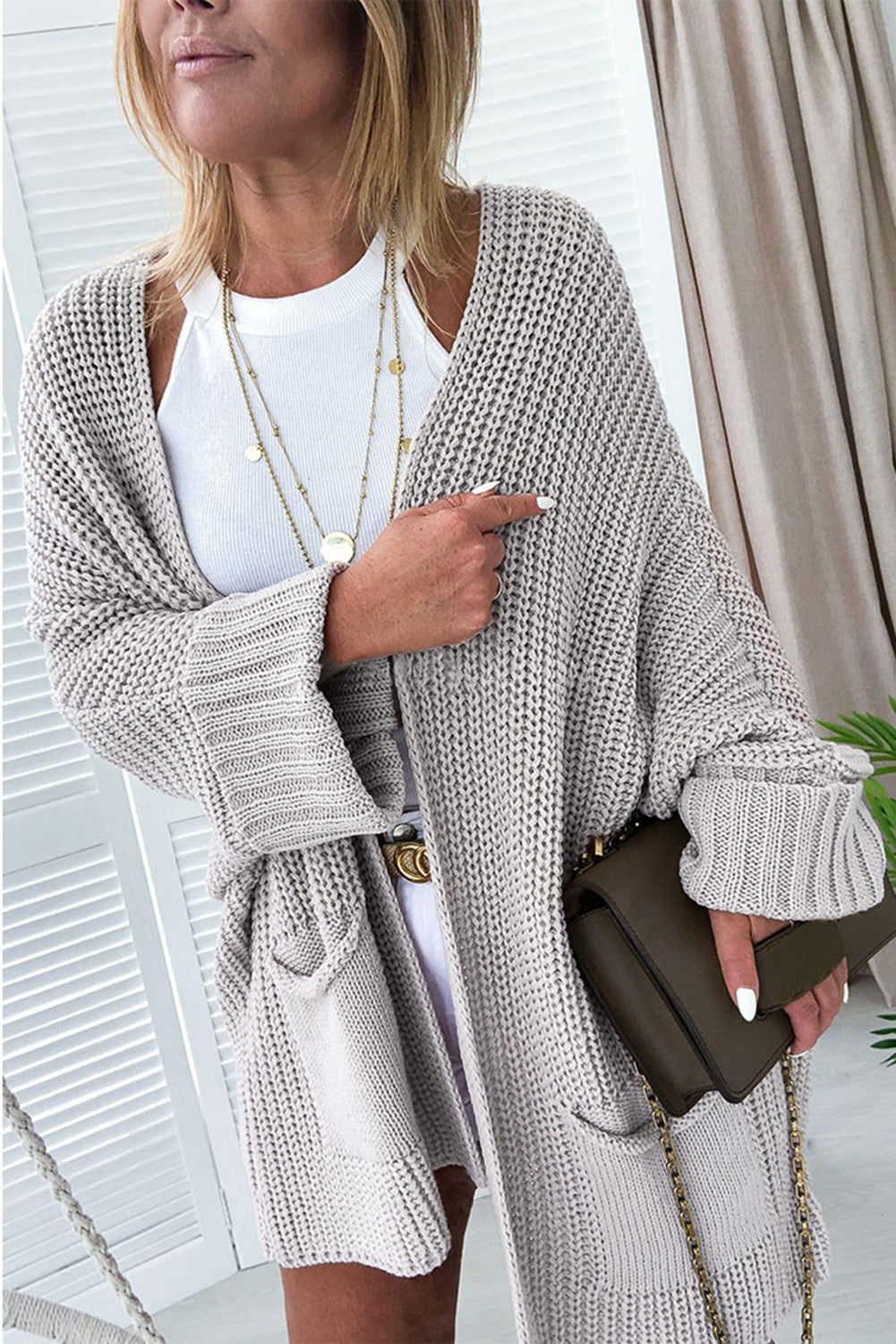 Oversized Open Front Cardigan