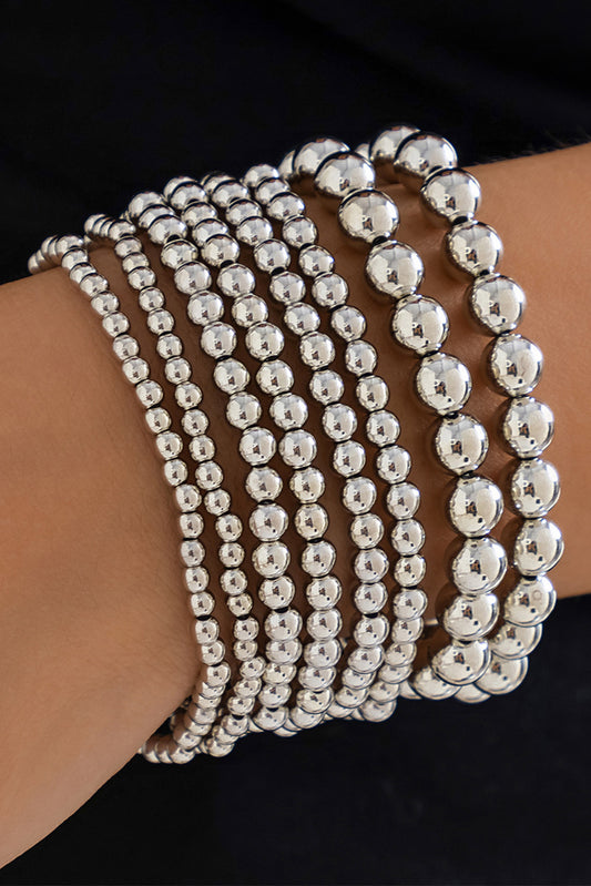 Silver Beaded Bracelet Stack