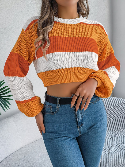 Colorblock Cropped Sweater