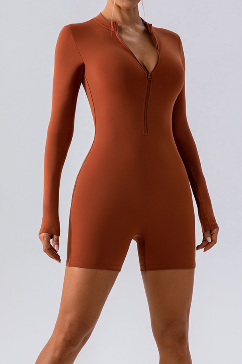 Half-Zip Long Sleeve Active Romper