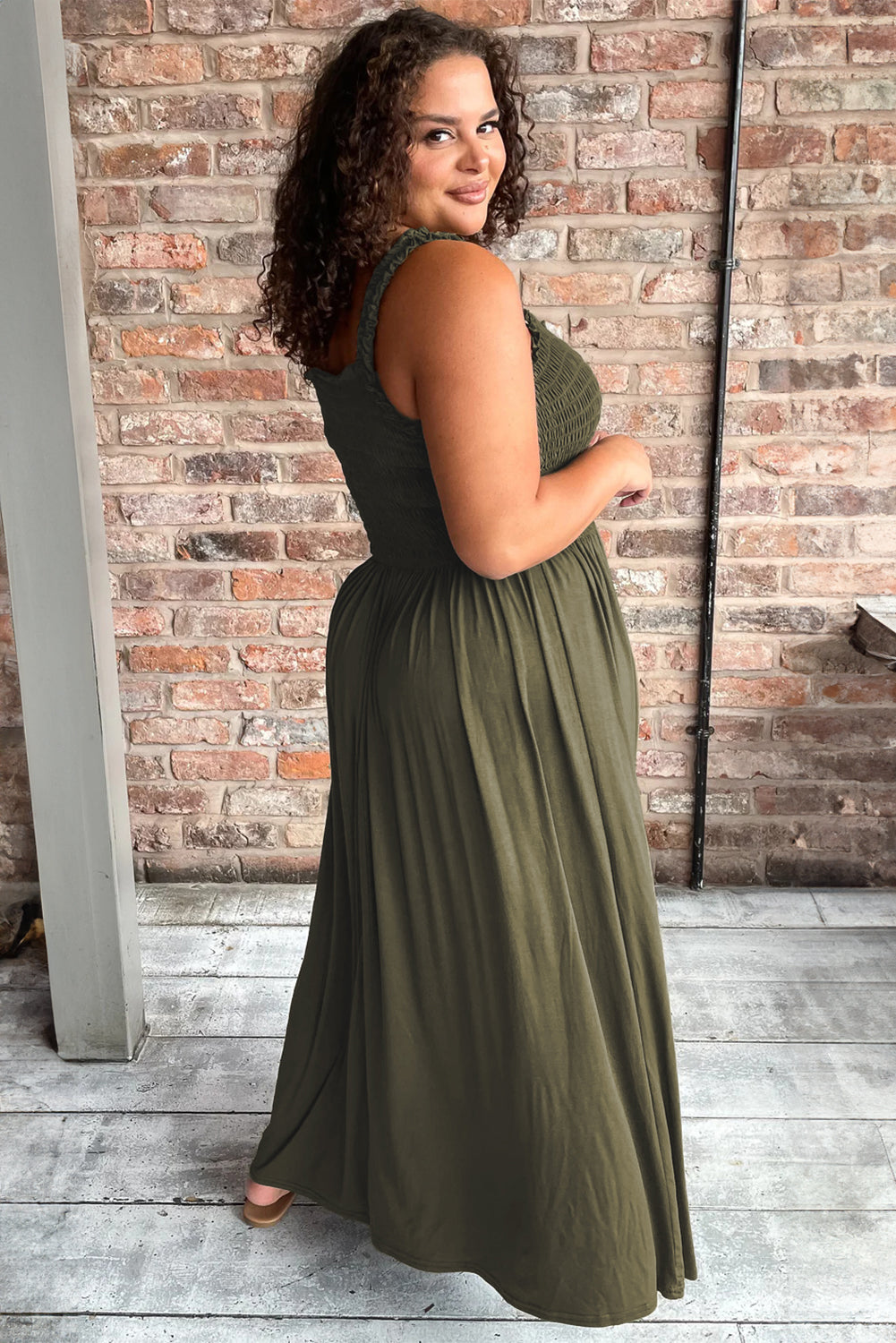 Plus Size Shirred Bust Maxi Dress