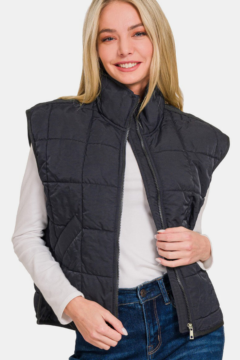 Zip-Up Cropped Puffer Vest