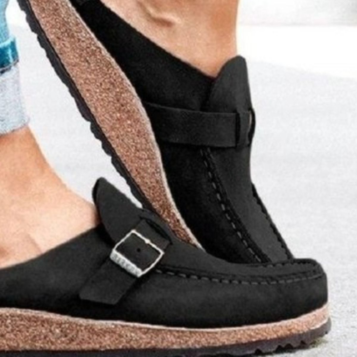 Low Heel Buckle Loafers