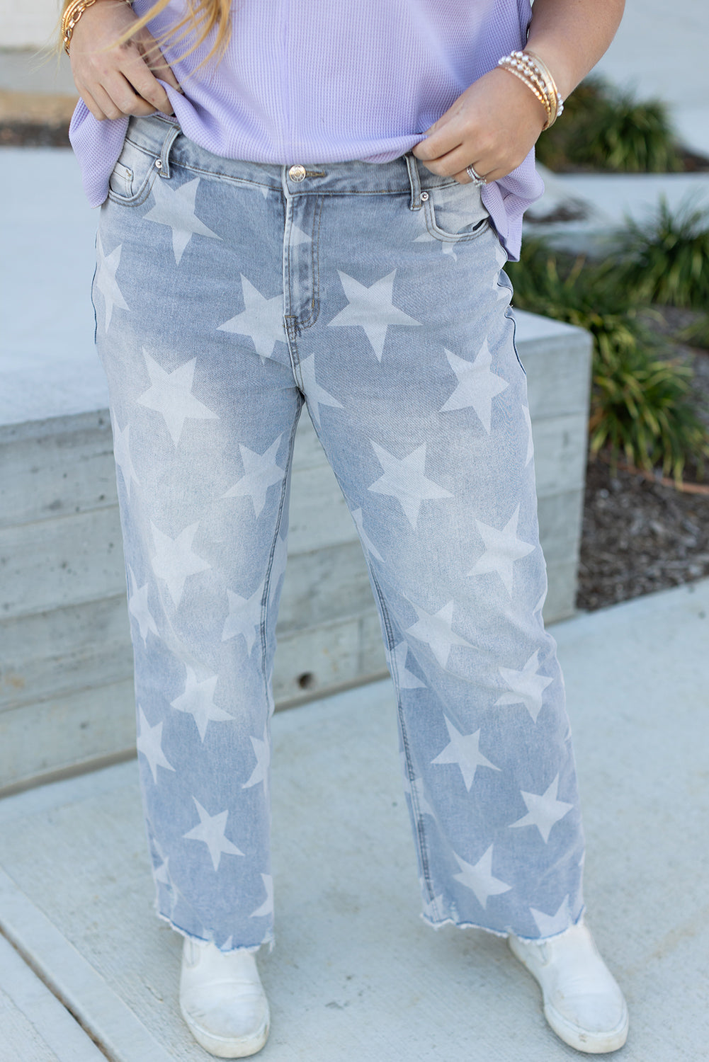 Plus Size High Waist Star Jeans