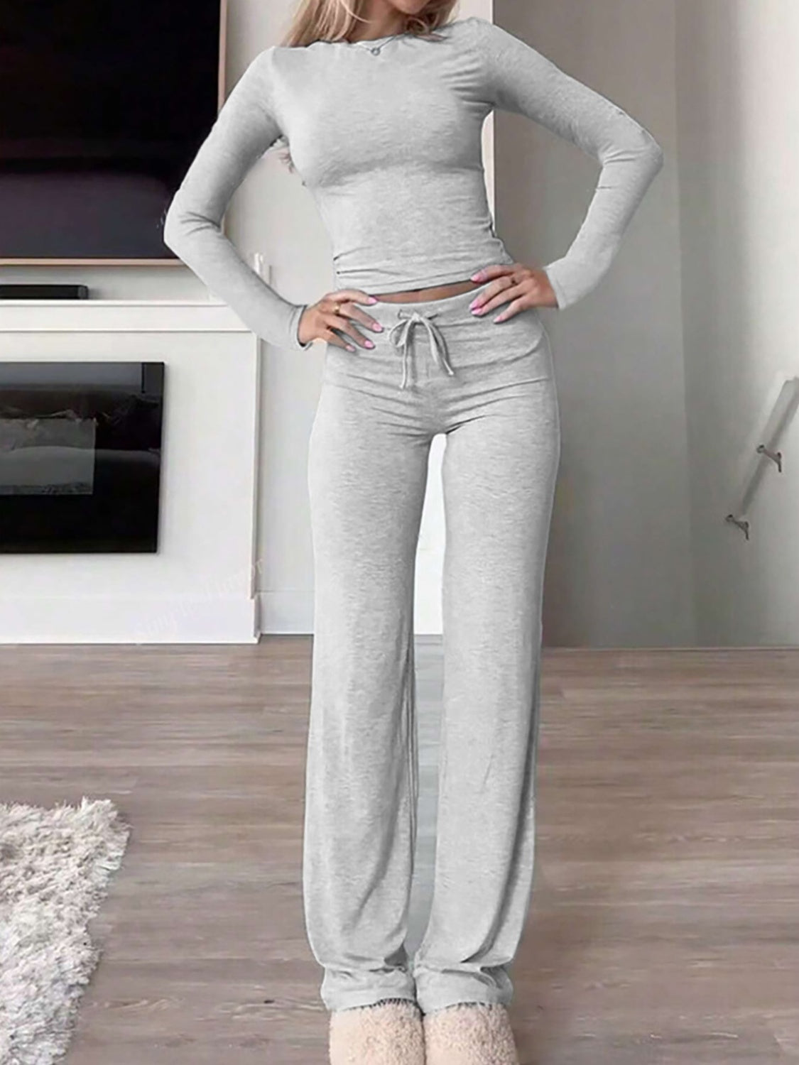 Long Sleeve Top & Drawstring Pants Set