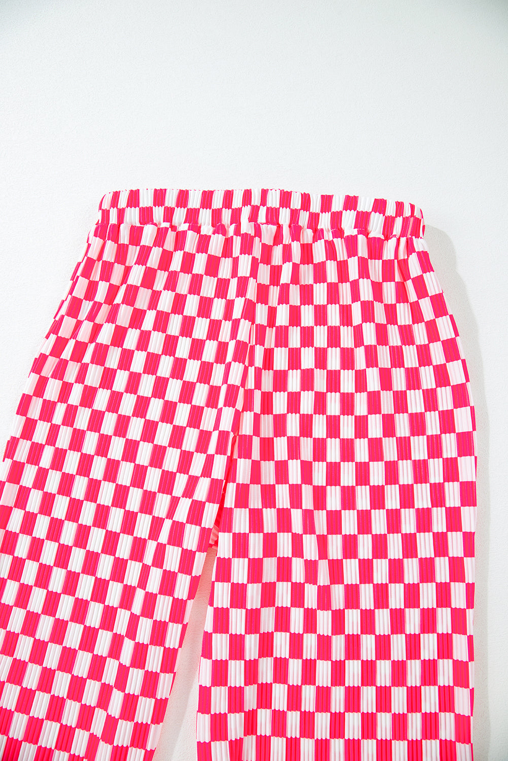 Pink Checkered Shirt & High Waist Pants Pajama Set