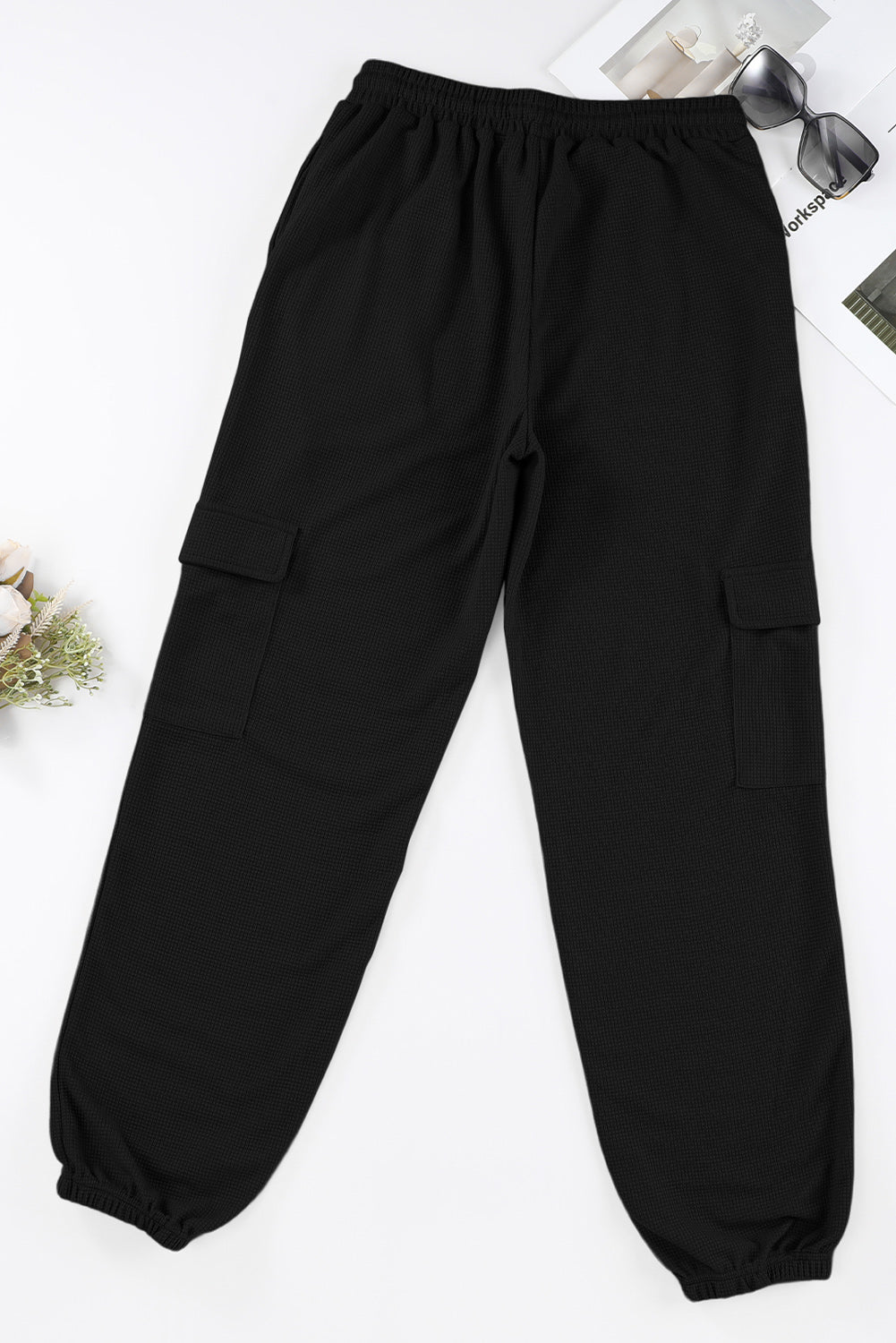 Waffle Texture Cargo Joggers