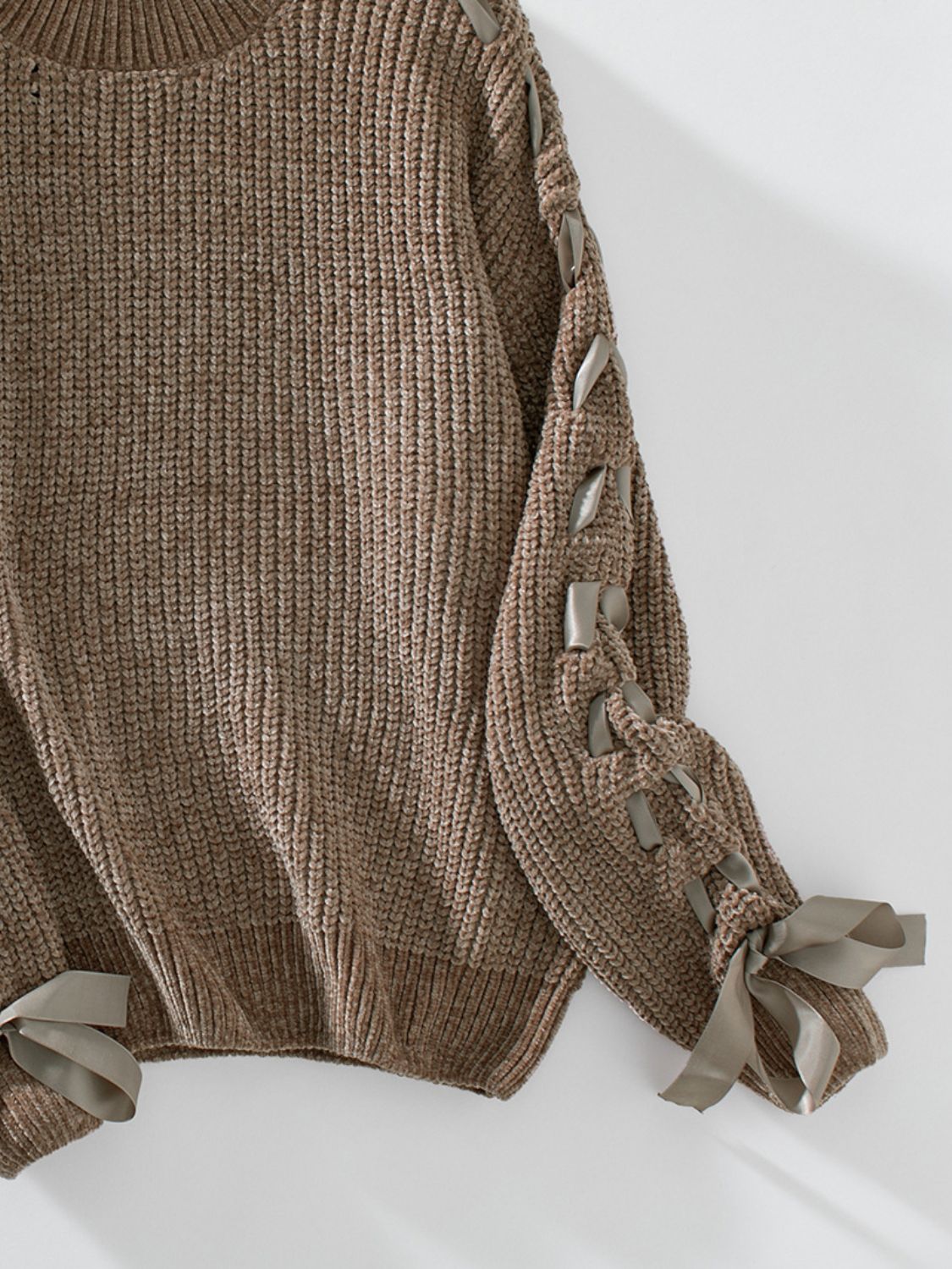 Lace-Up Round Neck Sweater