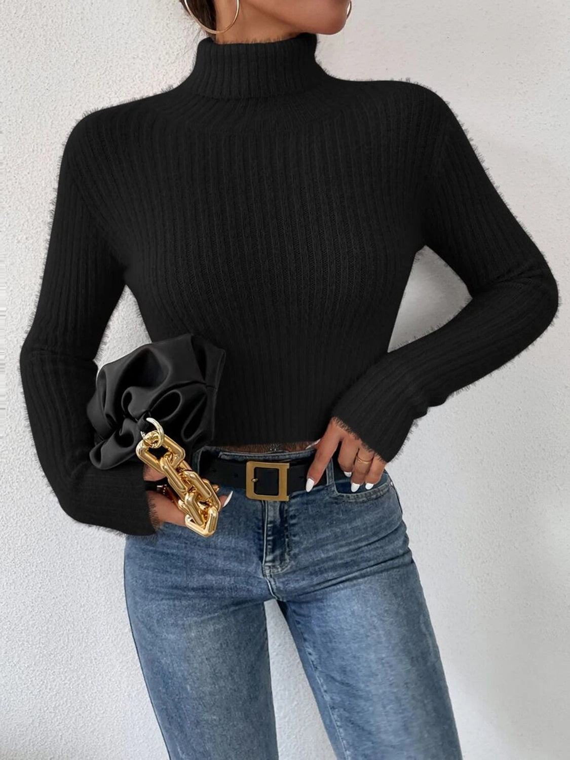 Ribbed Turtleneck Sweater