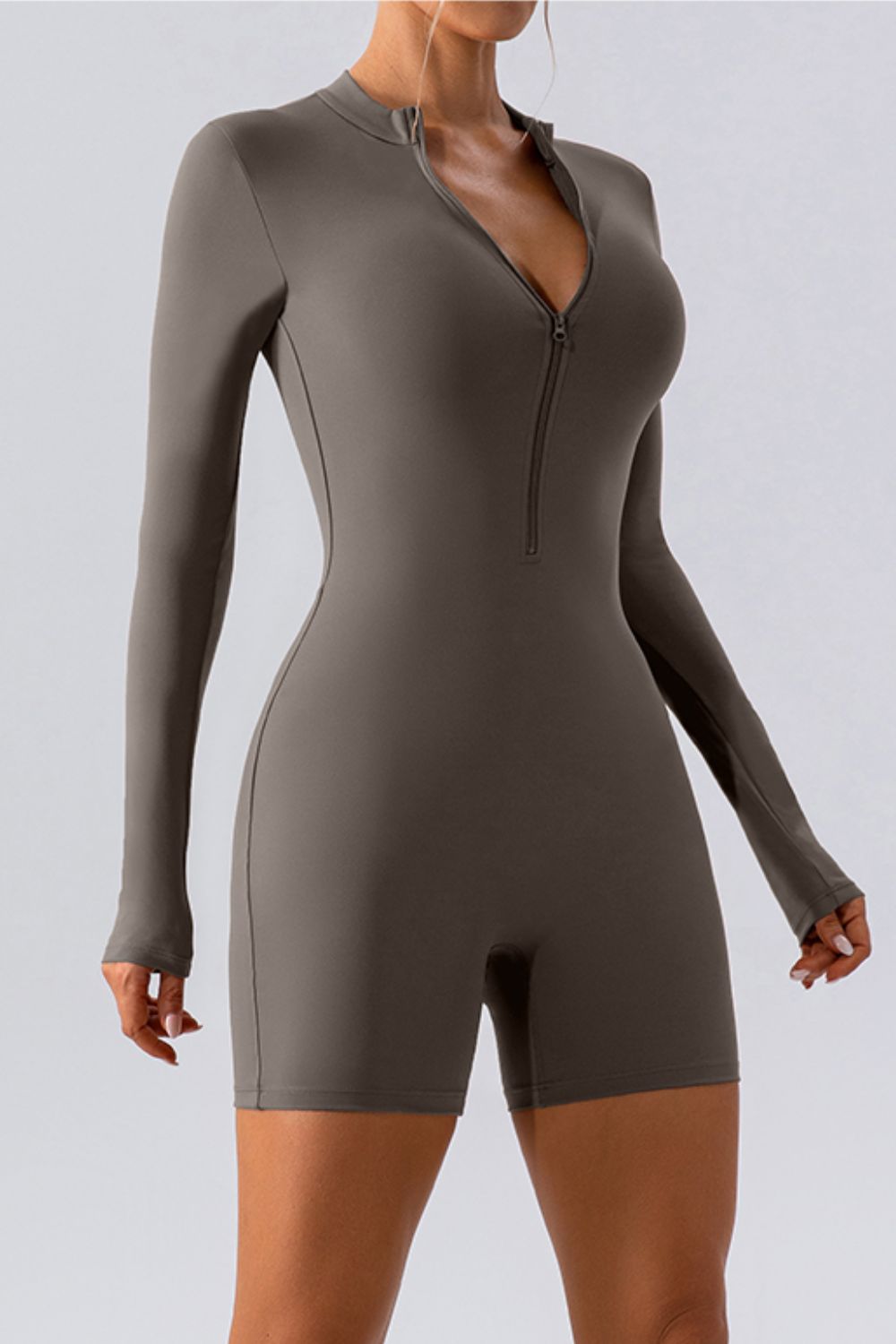 Half-Zip Long Sleeve Active Romper