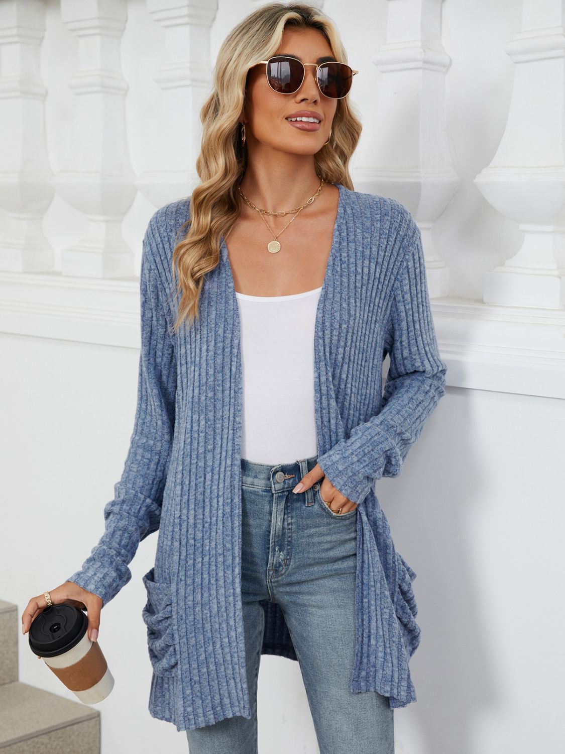 Open Front Long Sleeve Cardigan