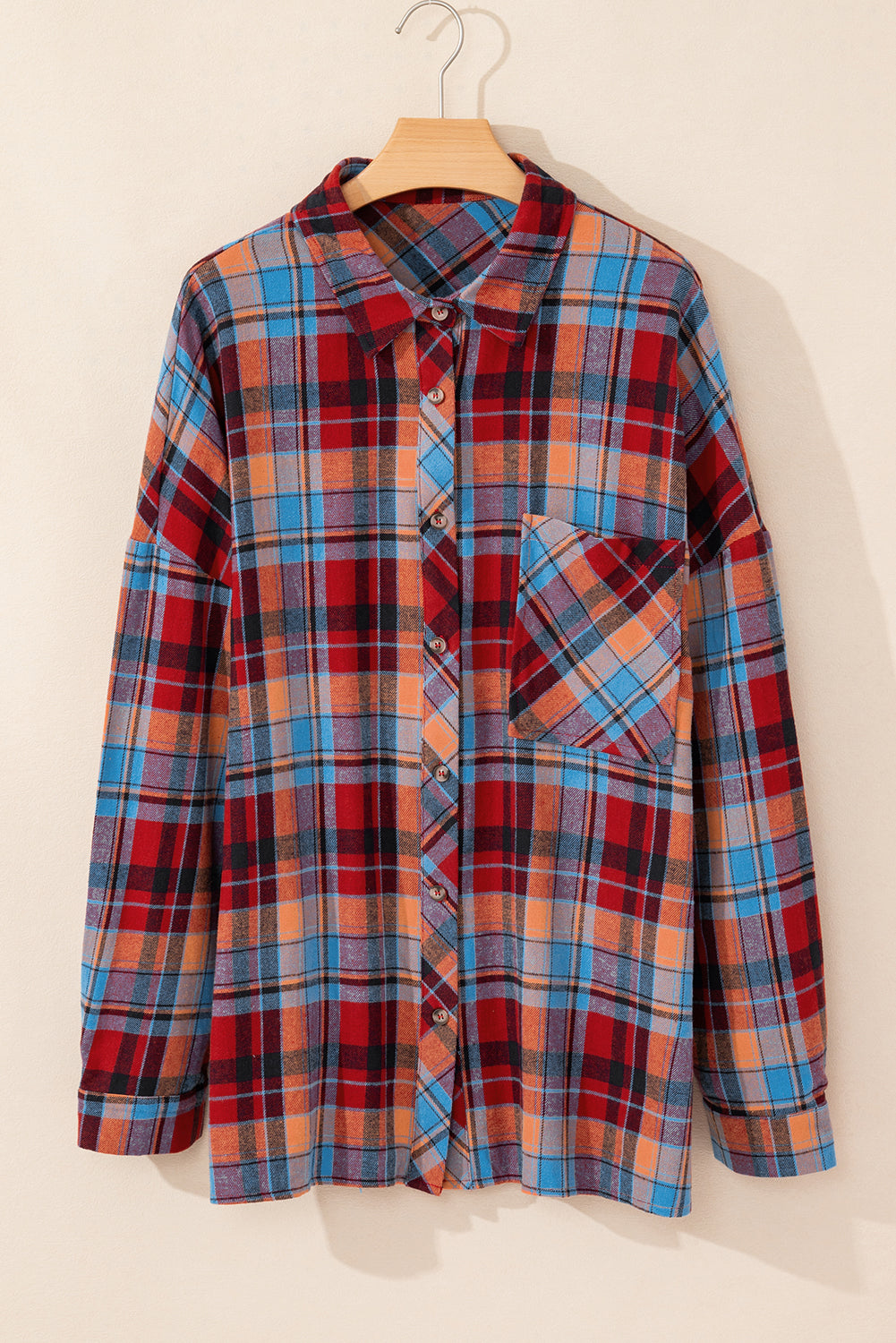 Plus Size Plaid Print Buttoned Shirt