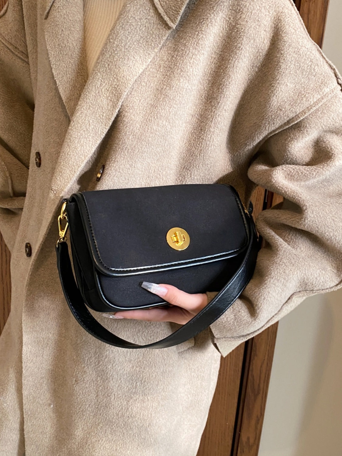 Leather Suede Shoulder Bag