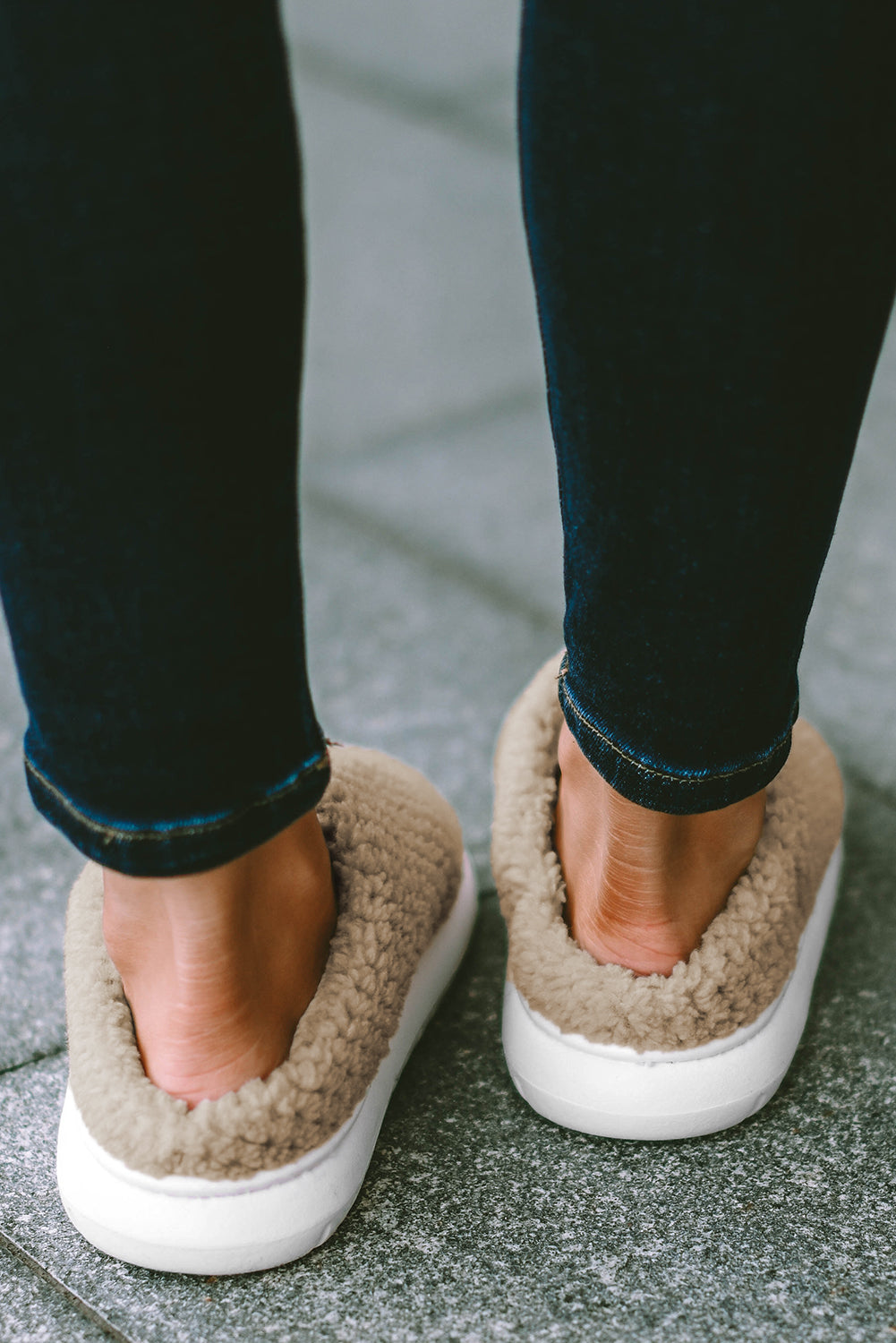 Pale Khaki Knitted Slippers