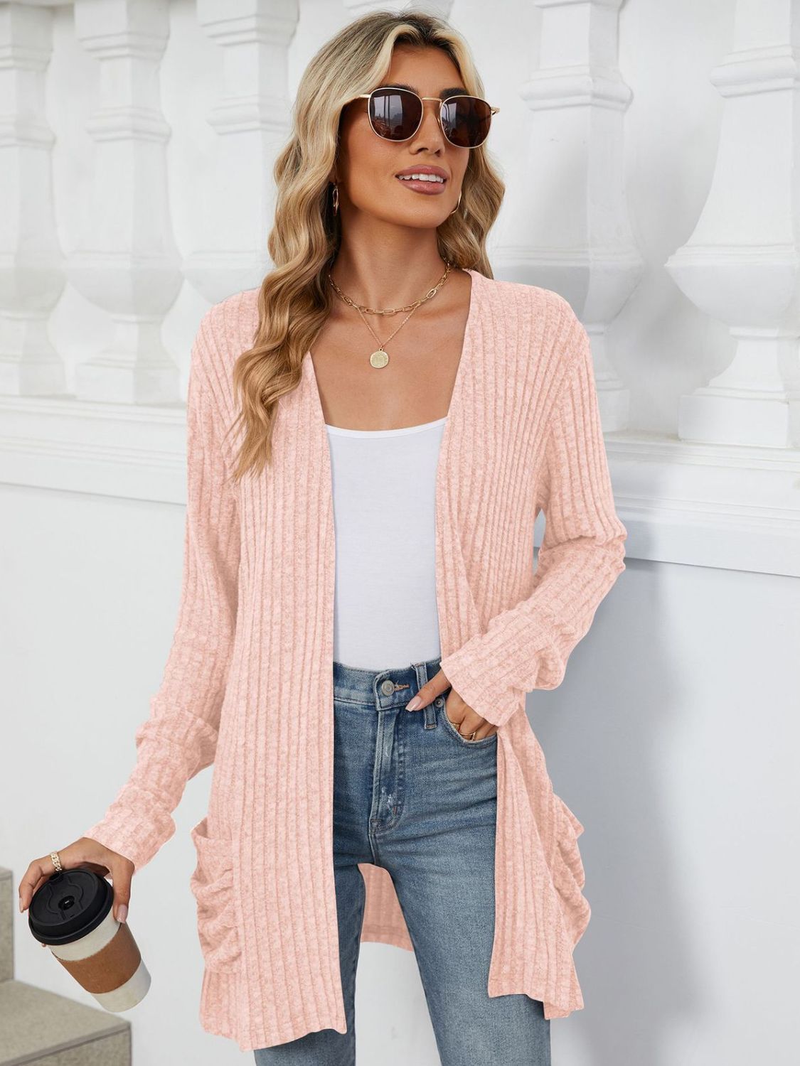 Open Front Long Sleeve Cardigan