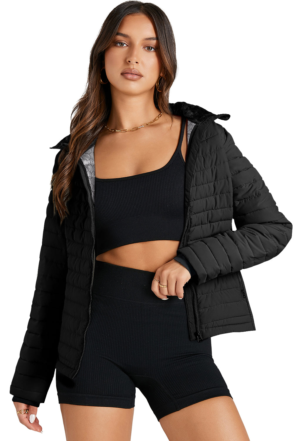 Quilted Zip-Up Puffer Jacket