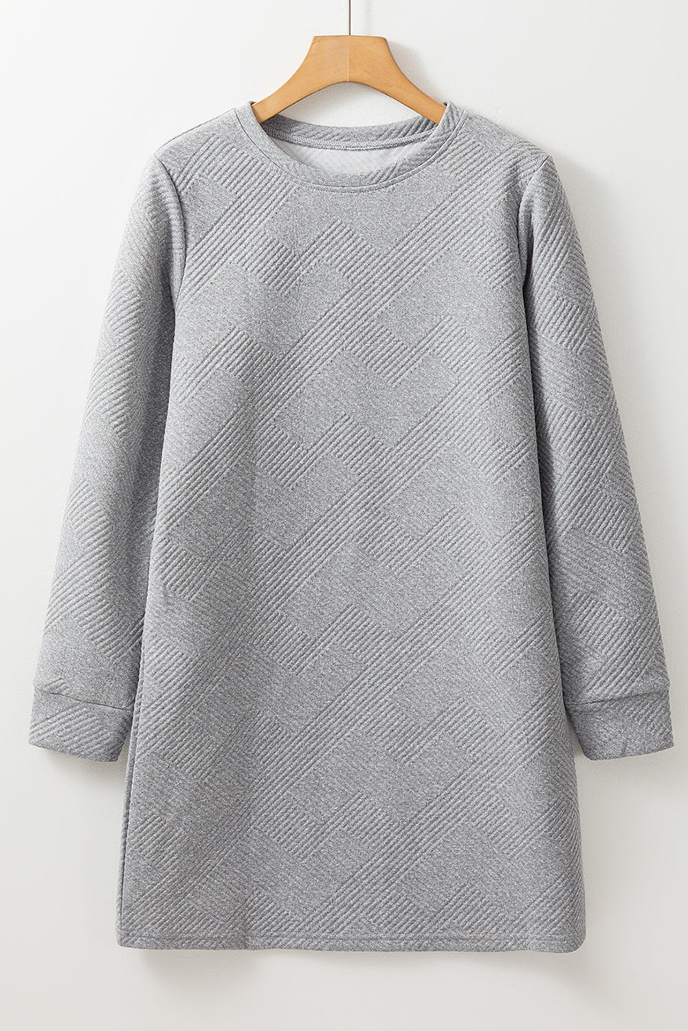 Textured Long Sleeve Shift Dress