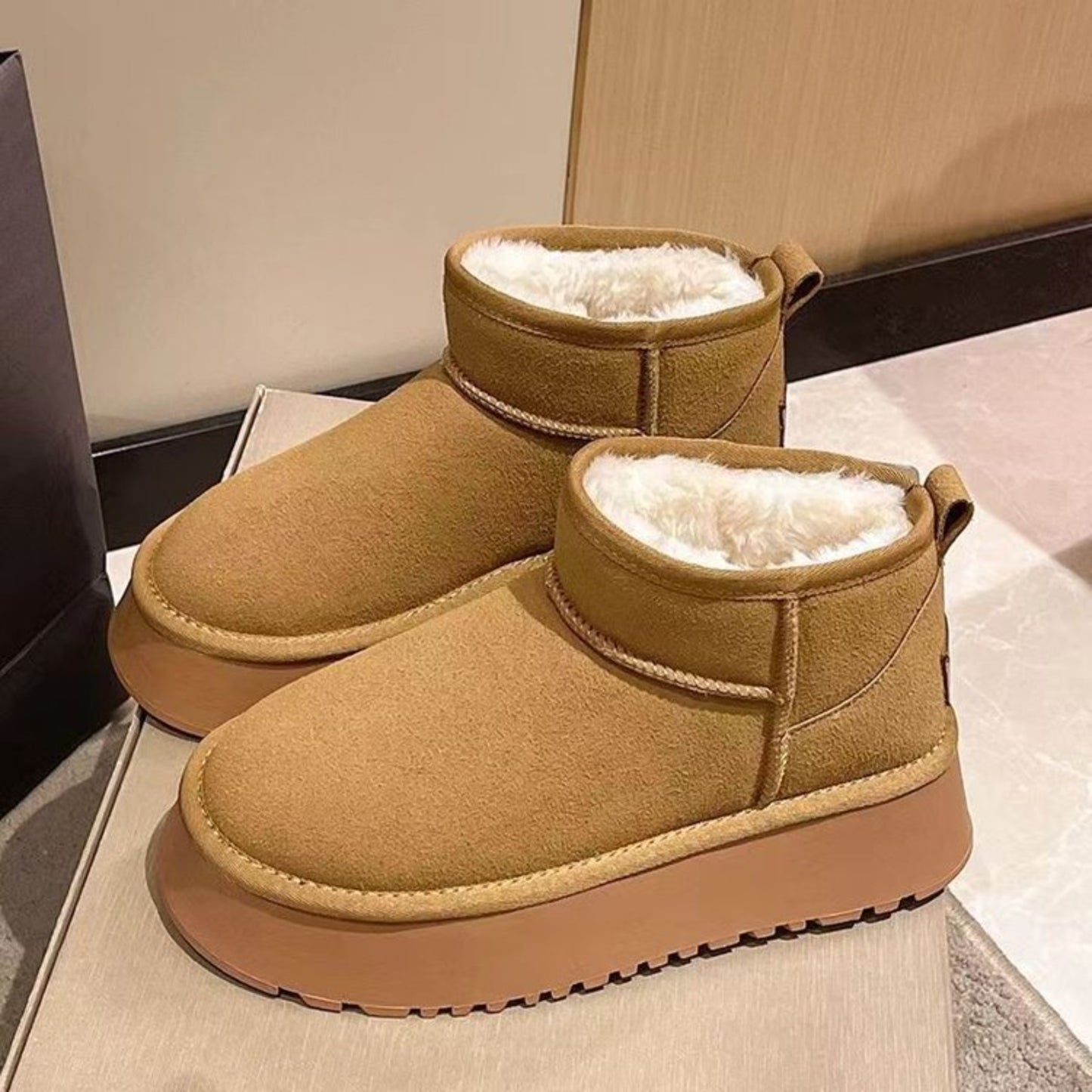 Fleece Platform Mini Boots