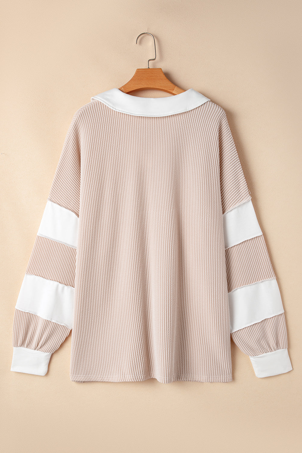 Plus Size Corded Colorblock Long Sleeve