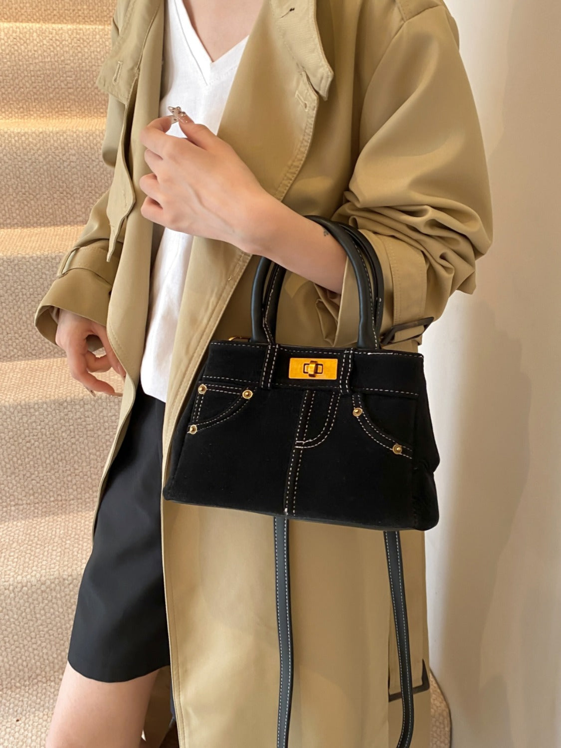 Suede Double-Use Handbag