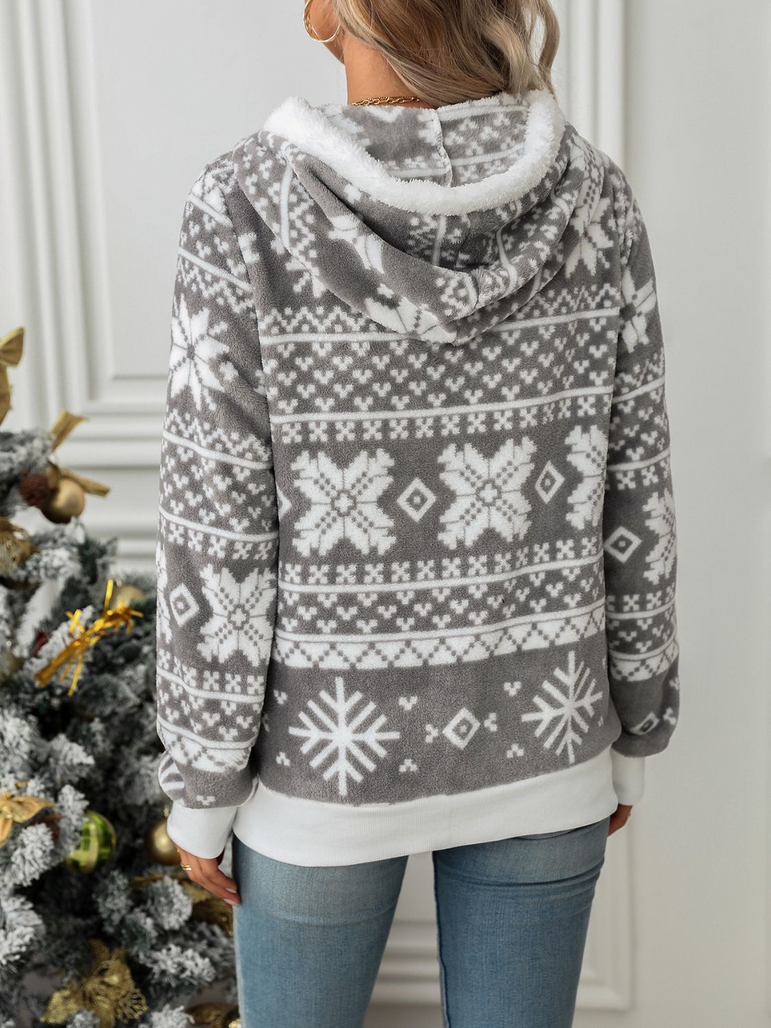 Snowflake Zip-Up Hooded Jacket