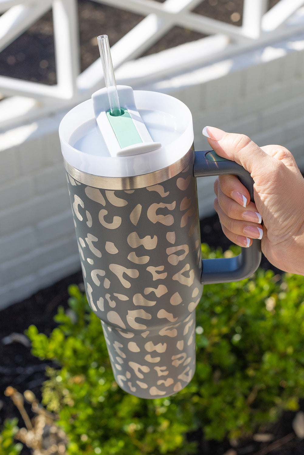 Gray Leopard Print Tumbler 40oz