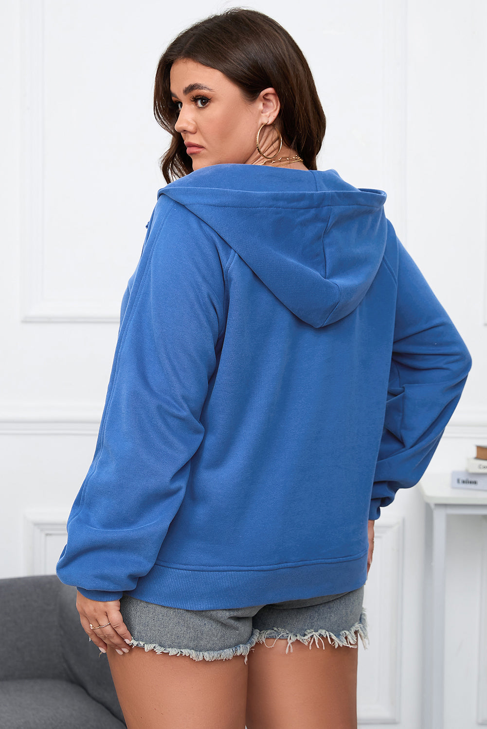 Plus Size Mineral Wash Zip-Up Hoodie